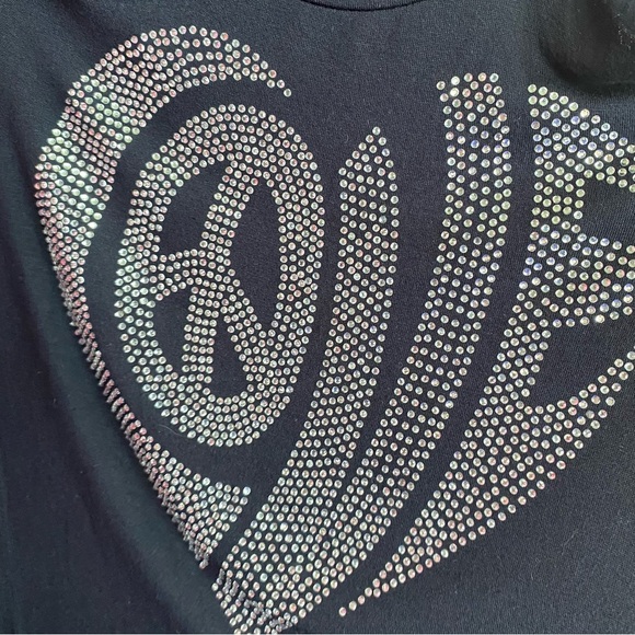 Lauren Moshi Crystal Love Cutout Cold Shoulder Long Sleeve Top Modal Embellished - Picture 3 of 14